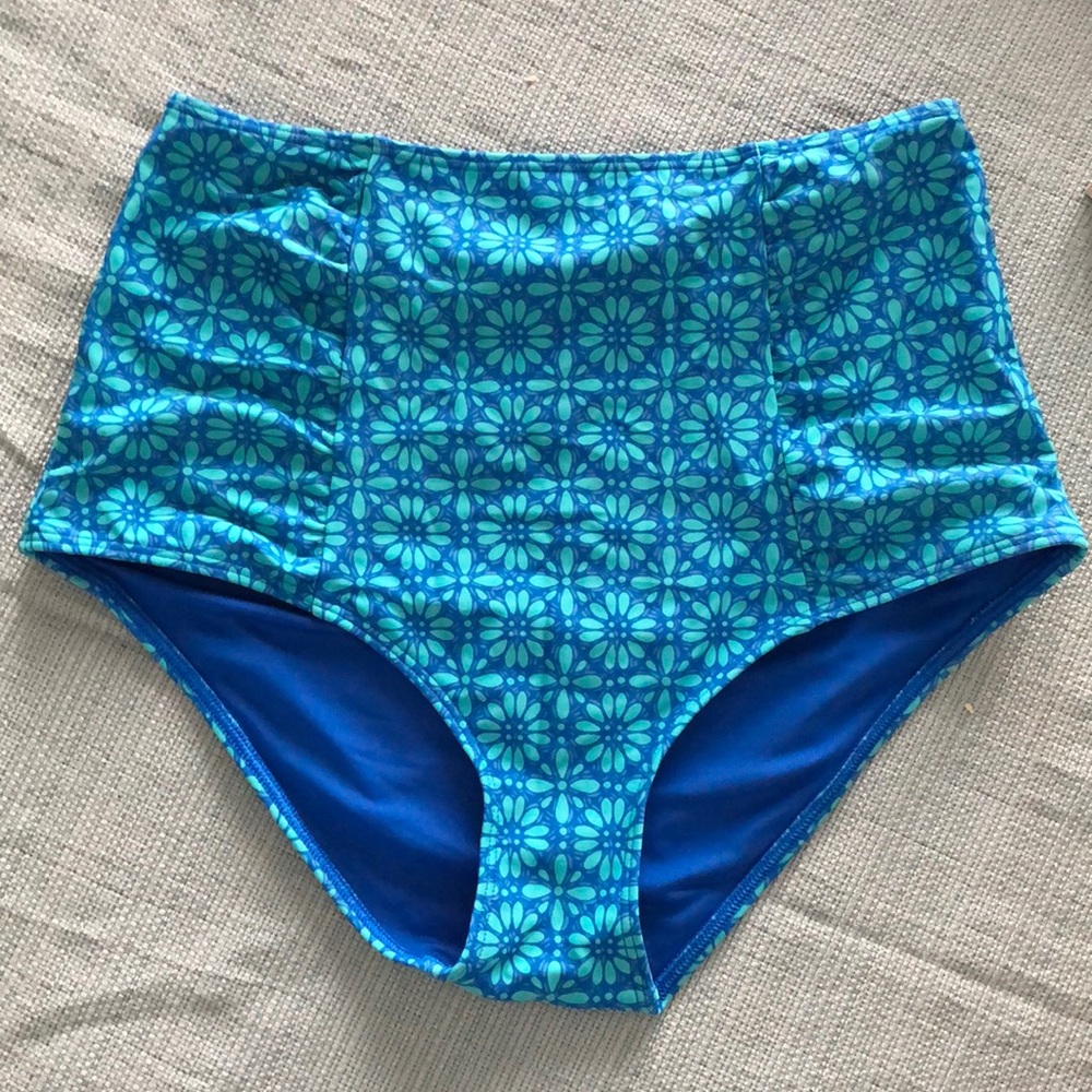 Blue Aerie American Eagle high rise swim bottoms